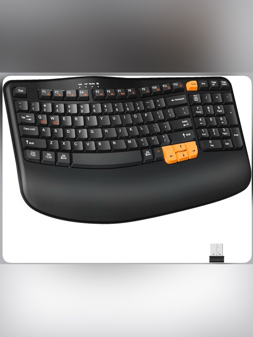 RECCAZR || Ergonomic Wireless Keyboard with Orange Accent Keys